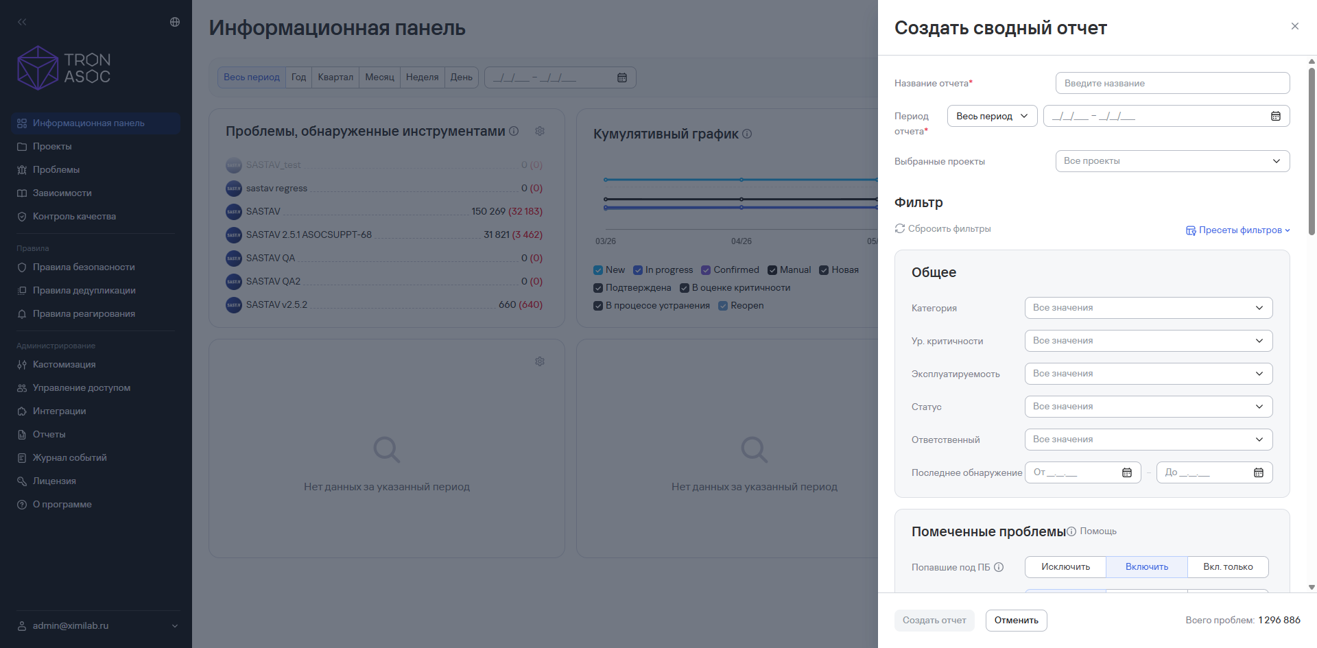 Создание сводного отчета