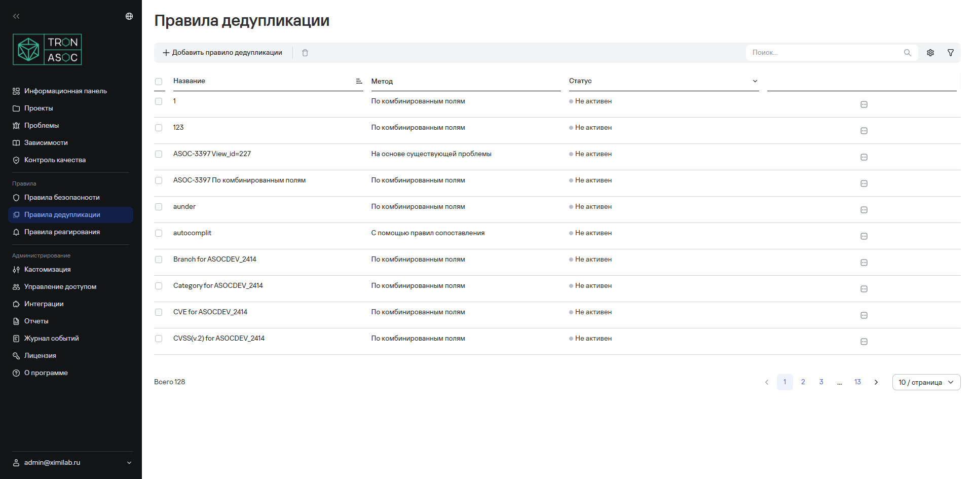 Правила дедупликации