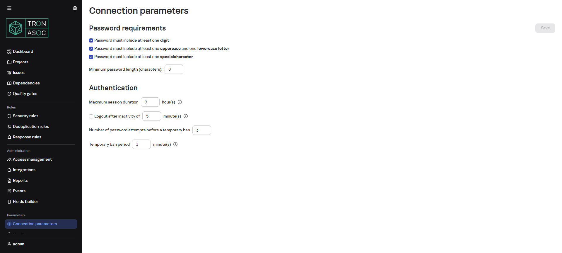 "Connection Settings" tab